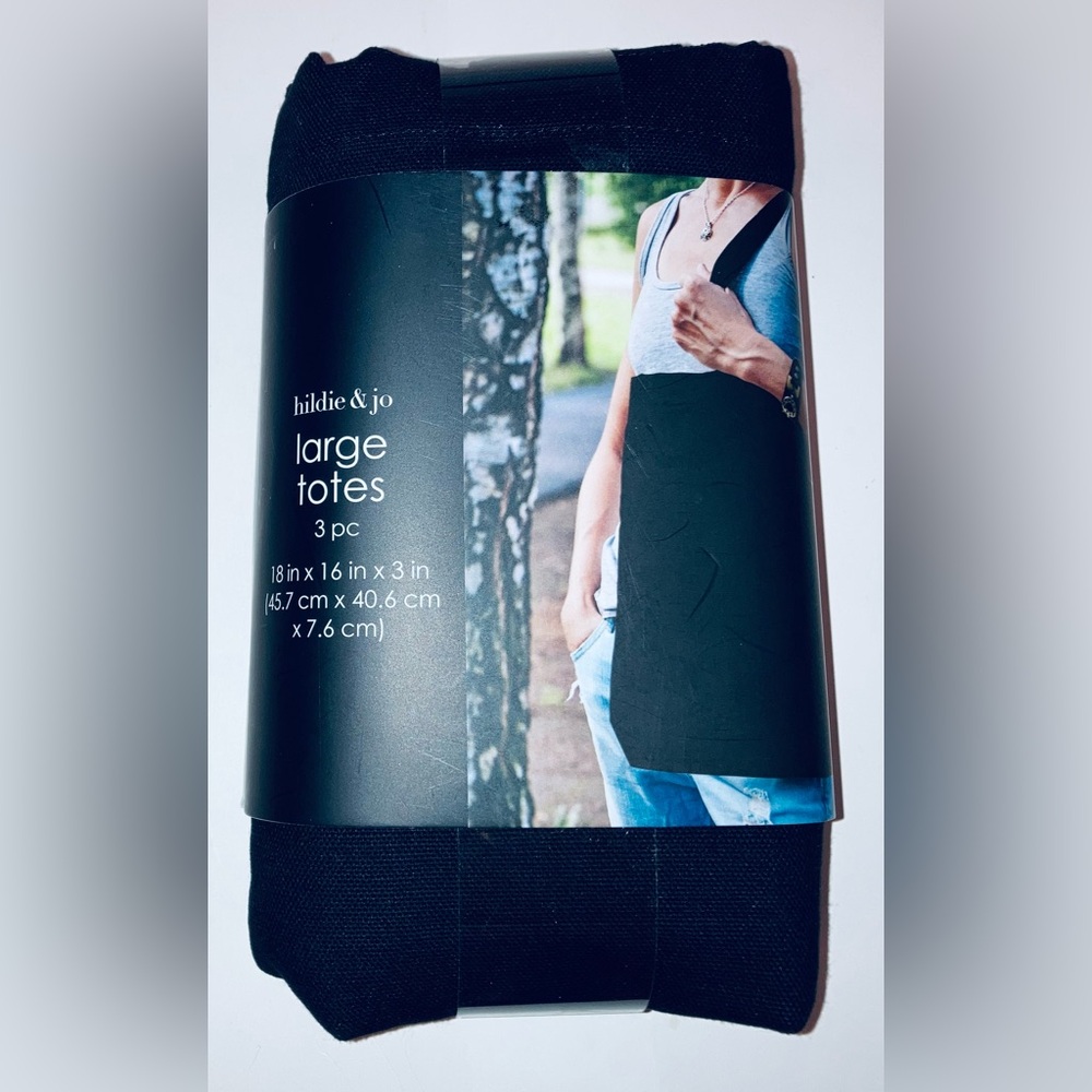 Hildie & Jo Canvas Totes 3-Packs - NEW! Black.